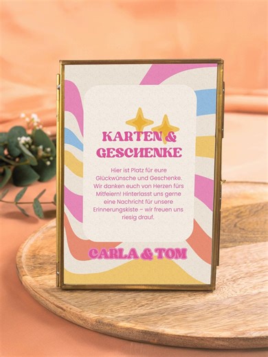 Retro Wedding Gift Sign – Customizable Digital Template, Editable in Canva, Vintage Wedding Sign, Print-ready, German - Etsy