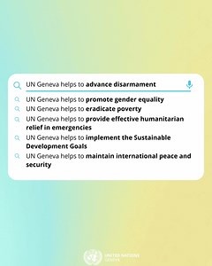 What does UN Geneva do? Driven by a commitment to secure peace, rights, and wellbeing for all, we work to maintain international peace and security, advance disarmament, implement the Sustainable Development Goals, protect and promote human rights, encourage gender equality, eradicate poverty, and provide fast, effective humanitarian relief in emergencies. #OnlyTogether #OneHumanity | UN Geneva