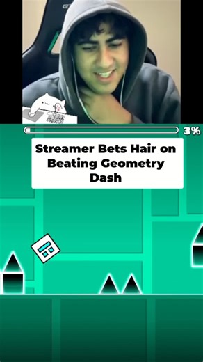 Shade | Shade faced a hairy situation: beat Geometry Dash in 10 minutes or shave head #GeometryDash #GamerLife #TwitchStreamer #ChallengeAccepted | Instagram