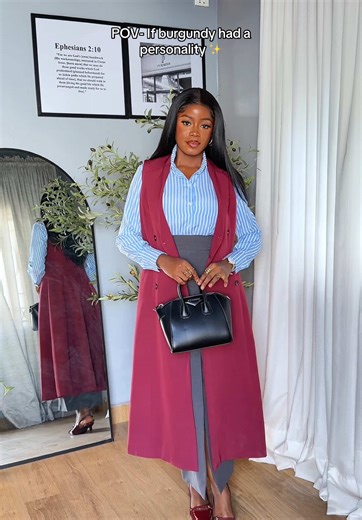 Hello Miss Burgundy ✨ Outfits - @bosslady_bypenimah #burgundyoutfits #outfitinspo #howtostyleburgundyoutfits #colorcombo