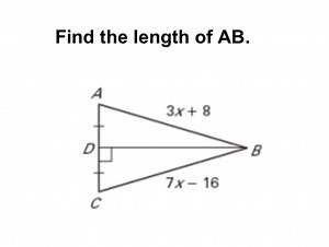 Find the length of AB, given the diagram with sides labeled as ... | Filo