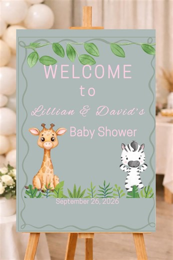 Safari Baby Shower Welcome Sign Template: 3 Sizes Safari Theme Editable in Canva - Etsy
