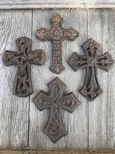 Antique Style Rustic Cast Iron Cross Collection - Etsy
