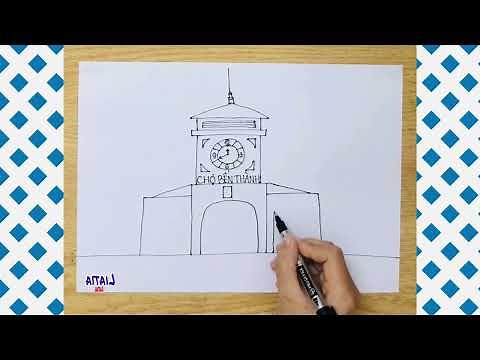 Vẽ chợ bến thành đơn giản nhất | How to draw Ben Thanh market easy | Vẽ tranh chợ bến thành sài gòn