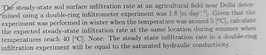 The steady-state soil surface infiltration rate at an agricultu... | Filo