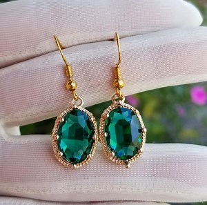 14k Gold Emerald Earrings, Emerald Dangle Earrings, Oval Emerald Earrings, Emerald Jewelry, Green Gemstone Earrings, Valentine Gifts for Her - Etsy