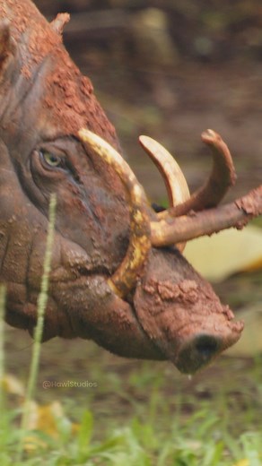 The babirusa's unique upward-curving teeth, growing through its skull Wincent vXnzB #wildlife #nature #babirusa | HAWI Studios