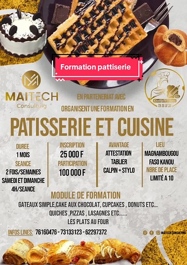 Formation pâtisserie et cuisuine bientot nombre de place limite #formation #patisserie @Punchline_OUSMANE