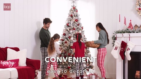 Best Choice Products 6ft Pre-Lit Holiday Christmas Pine Tree w/ Snow Flocked Branches, 250 Warm White Lights