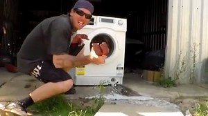 12K views · 54 reactions | Brick in a washing machine = total destruction. Credit: Viralvideouk | FUSS | Facebook