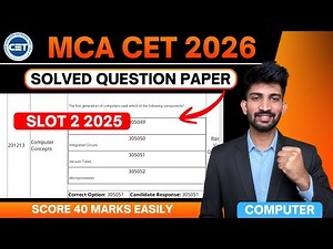 Mca cet Previous Year Solved Question Paper 2026 | Mca cet Slot 2 Solved Paper