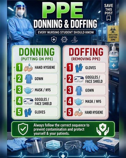 PPE Donning & Doffing Sequence Explained 🥼 | Every Nursing Student Must Know | Infection Control