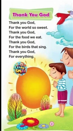 Thankyou god for the world so sweet poem | Rhymes for UKG class in english | English poems for kids