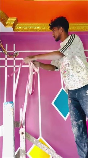 Wall Maskin teyip design bedroom painting 🏡….more