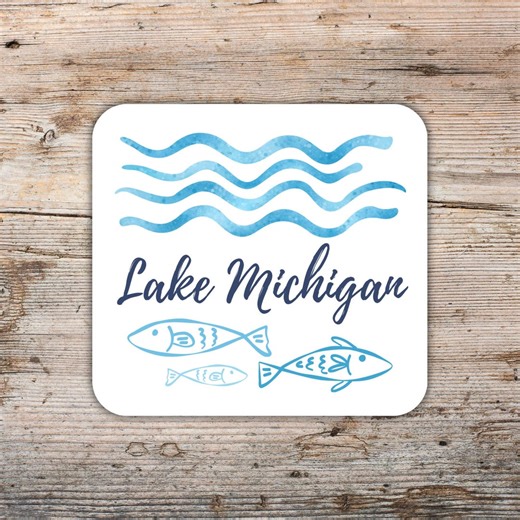 Lake Michigan Sticker: Coastal Waves, Fish, Lakes Vinyl Decal - Etsy