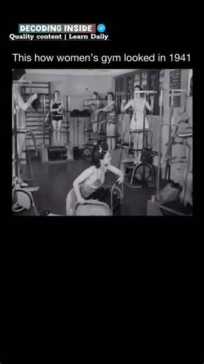 DECODER🏷️ on Instagram: "Back in 1941, women’s gyms—known as “slenderizing salons”—looked VERY different from today. 💫 Instead of heavy weights or strength training, these gyms focused on posture, light calisthenics, and quirky mechanical machines like vibrating belts that promised a “slimmer figure.” World War II also shaped these spaces—fitness was encouraged for wartime readiness, while society pushed strict expectations about how women “should” look. The entire routine was built around sle