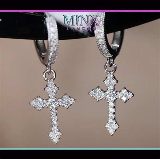 Mens Silver Cross Earrings | Cross Earrings Men | Diamond Cross Earrings | Cross Hoop Earrings | Cross Earrings | Iced Out Cross Earrings - Etsy