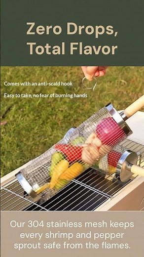 Rolling Grill Basket 360° — Never Lose Food Through the Grates Again
