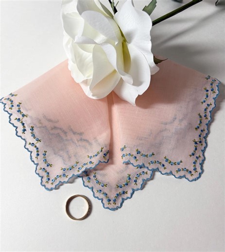 Wedding Hanky for a Bride, Vintage Handkerchief, Something Old and Something Blue, Ships Asap - Etsy
