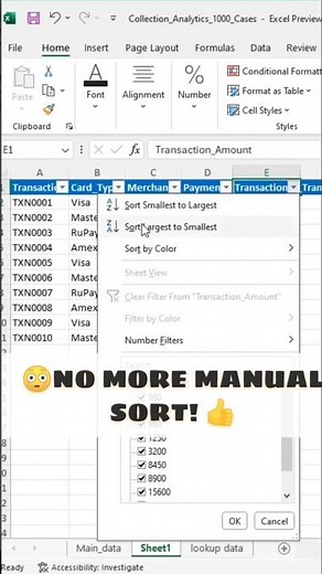 Automatic Sort in Excel 🤯 | Data Auto-Update Trick #excel,#ExcelShorts,#viealreels