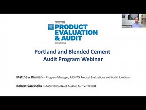 AASHTO Webinar Series - Portland Blended Cement (PBC) Audit Program