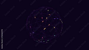 Complex network of interconnected lines and dots arranged in a circular pattern, depicting a intricate and interconnected system