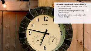 24-inch Weathered Wall Clock with Thermometer and Hygrometer