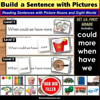 Build a Sentence with Picture Nouns and Sight Words FIRST GRADE Special Ed #13