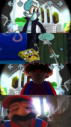 Squidward vs Mario Funny Man 👀🤡 Something Strange Happened #fnf #squidward #mario #shorts