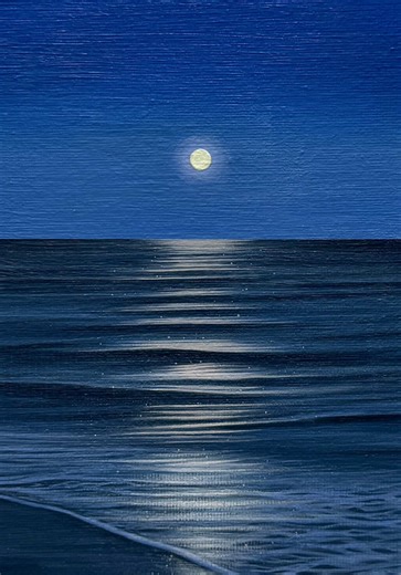 Moonlit Ocean Reflection Painting | Art Process