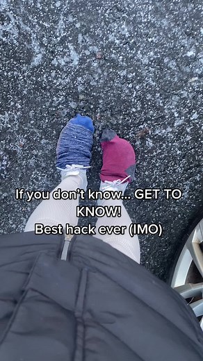 BEST (most needed) HACK atm in my opinion… socks worn over your shoes - to avoid slipping on the ice. Thank me later 😉 #hackoftheday #hackoftheweek #snowuk2022 #mumsoftiktok #ukmumlife #fyp #besthacksontiktok #foryoupage #scottishtiktok