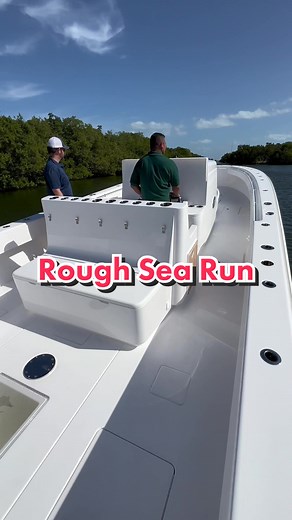 Heading 40 miles in rough seas to pipe welders where this 44 Contender will get its new tower. - ##CenterConsolesOnly##contenderboats##seatrial##boattest