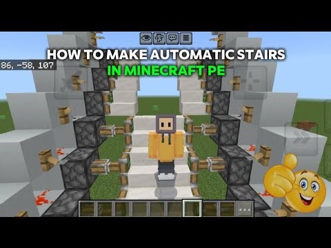 How To Make Automatic Stairs in Minecraft PE | Easy Redstone Stairs Tutorial