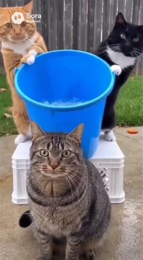 Desafio do Balde de Gelo 🥶 Gato SURTA ao receber a água! 😂