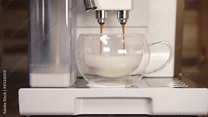 preparing fragrant cappuccino on your home automatic coffee machine
