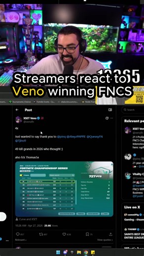 Streamers react to Veno winning FNCS Grand finals #fncs #fortnite #veno #clix #na