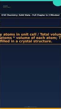 ICSE Chemistry: Solid State - Full Chapter in 3 Minutes! | Chemistry