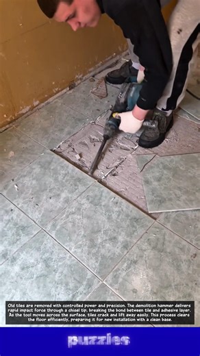 Wow, Tile Removal Process So Satisfying to Watch! 👷 #Shorts
