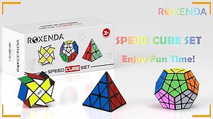 ROXENDA Zauberwürfel Set, Pyramide Dodekaeder Windmill Speed Würfel - Magic Puzzle Cube Kollektion für Kinder & Erwachsene [3 Pack]