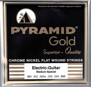 Pyramid Gold Chrome Pure Nickel Flat Wound Round Core Electric Guitar Strings R416 Medium Special 11-50
