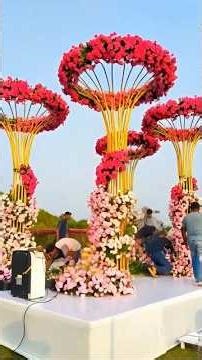 Luxury Wedding Stage Decoration with Pink Flowers | Dream Wedding Entry Setup