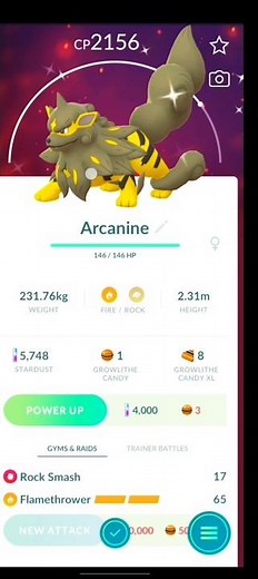 shiny evolution of growlithe into arcanine 🙌😙