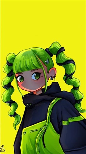 Day 39 | Cute Kawaii Anime Girl 💚✨ | Green Hair Anime Character In Digital Art | 100 Days Challenge