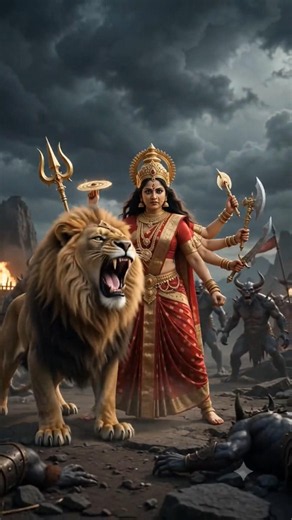 Maa Durga & Lord Shiva Unite for the Ultimate Divine Battle | Epic AI Cinematic 4K 🔱🦁 #shorts #ai