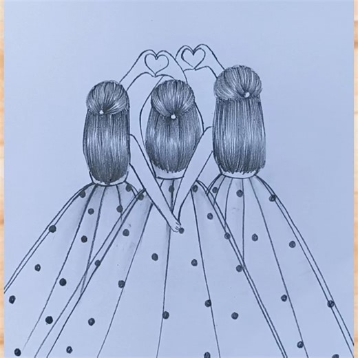 3 Best friends drawing easy #bestfriend #girldrawing #friendshipdrawing #friendship #drawing #bff