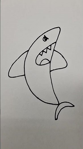 Easy Shark Drawing with Letter C🦈