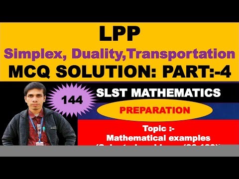 LPP // MCQ SOLUTION // PART :-4 // Simplex, Duality & Transportation// SLST MATHEMATICS PREPARATION