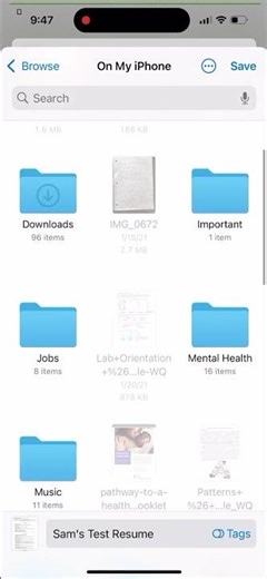 Downloading a File From an Email (to the Files App)