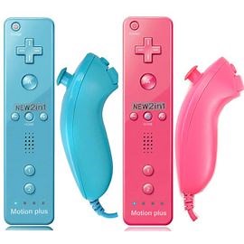 Rose bleu- 2 set - Télécommande avec contrôleur Dahchuck pour console Wii, manette de jeu sans fil avec Motion Plus pour le contrôle des jeux Wii, 2 pièces | Rakuten