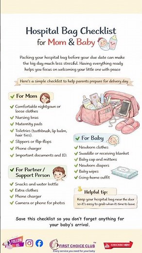 Hospital Bag Checklist for Mom & Baby 🏥👶